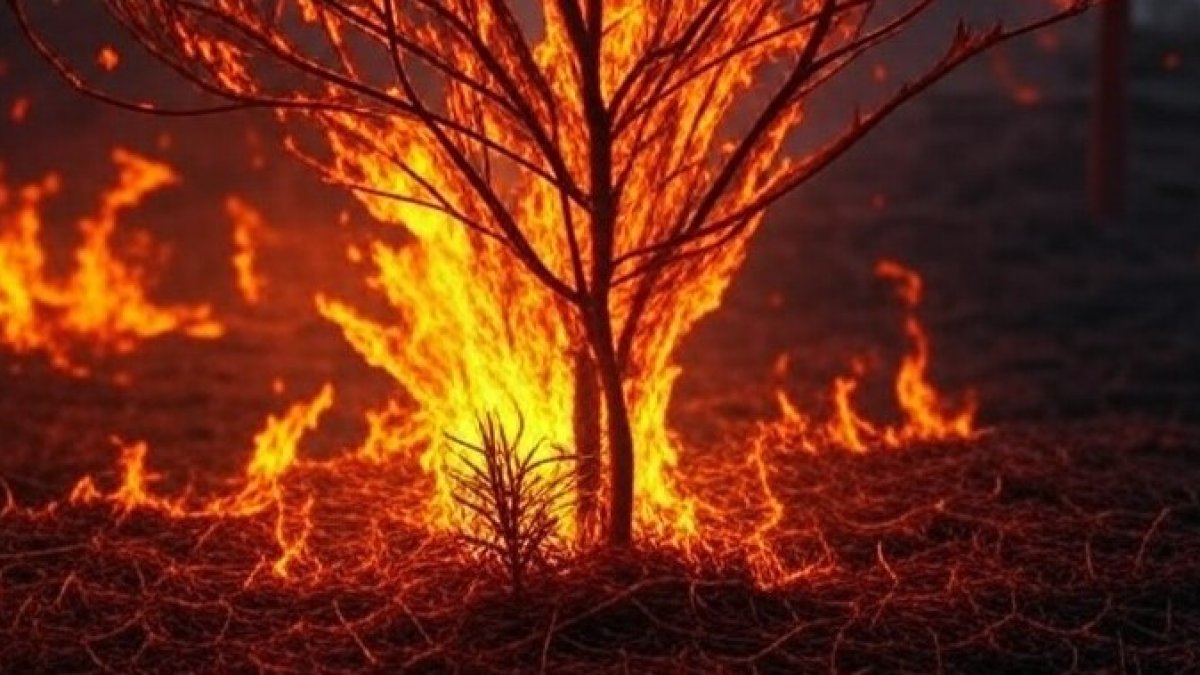 Ilustración hecha con IA. Parte de bosque seco está en riesgo por el fuego