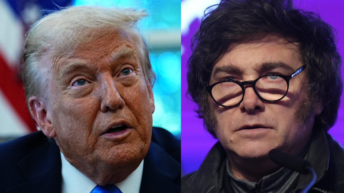 Combo de fotografías en las que se ve al presidente de Estados Unidos, Donald Trump (i), y el presidente de Argentina, Javier Milei.