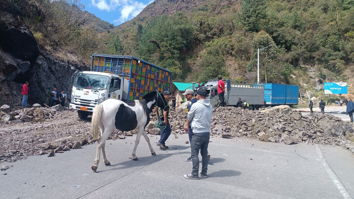 Decenas de camiones y vehículos permanecieron varias horas en la vía Cuenca- Molleturno- El Empalme por el paro nacional.