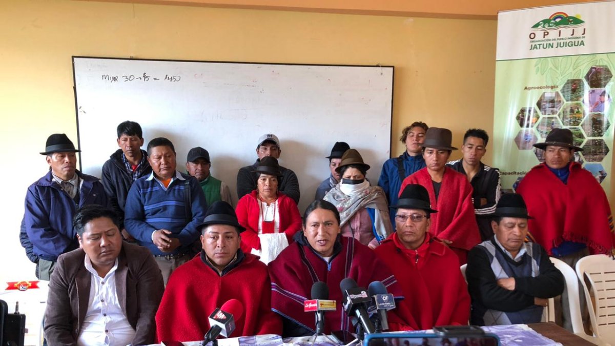 Durante la rueda de prensa desarrollada en el cantón Pujilí, donde el domingo se realizará una marcha.