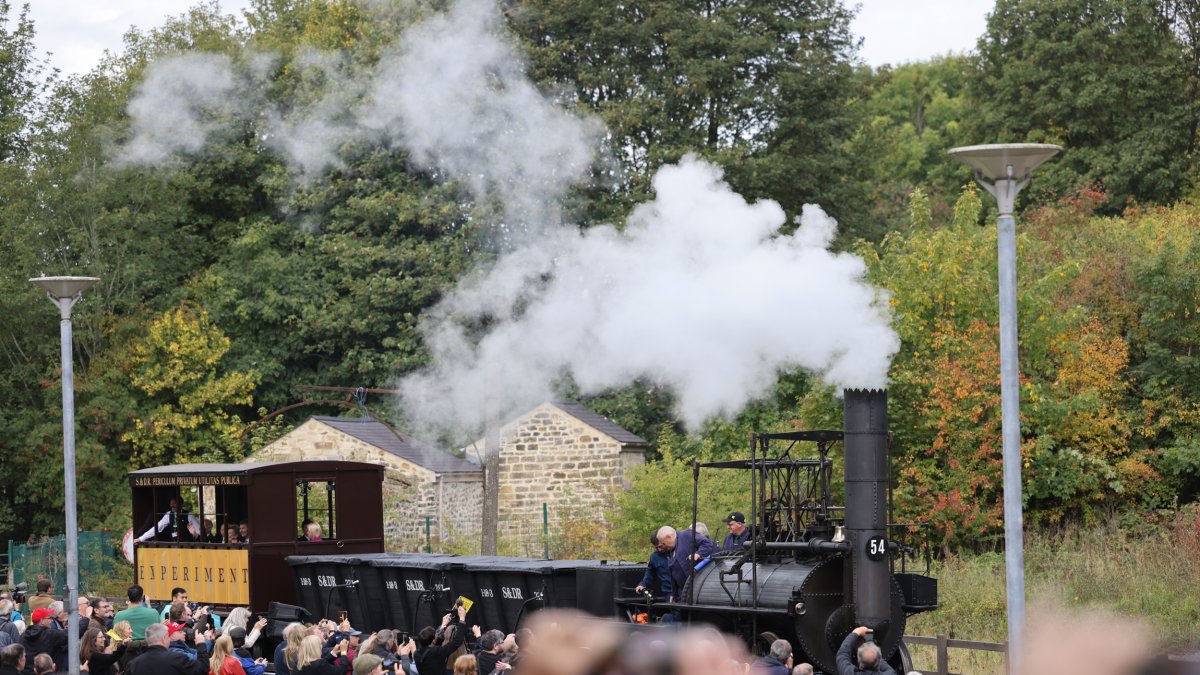 Vista de la primera parte del viaje de aniversario de la línea ferroviaria Stockton-Darlington.