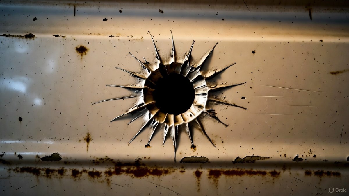 Ilustración hecha con IA. El camión sufrió varios impactos balísticos.