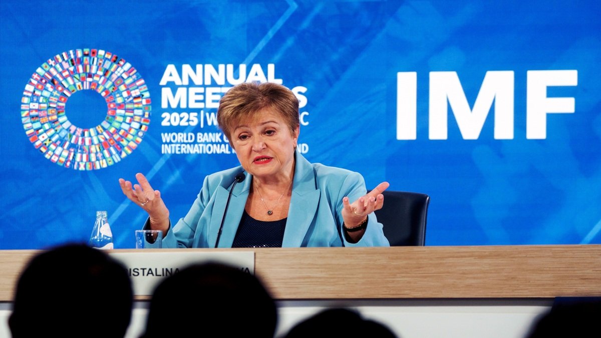 La directora gerente del FMI, Kristalina Georgieva, ofreció una rueda de prensa, en Washington.