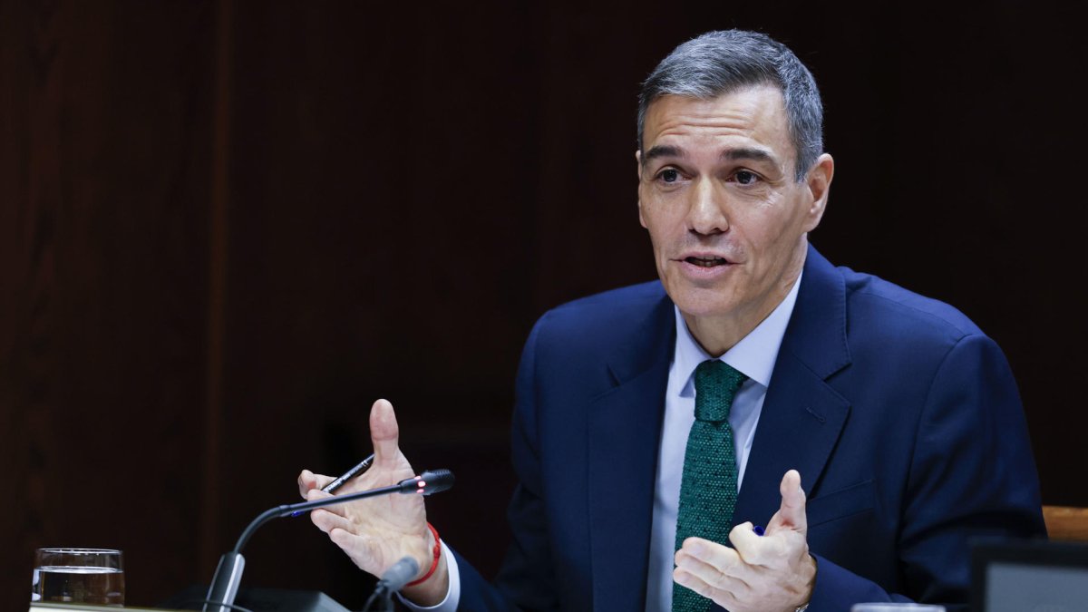 El presidente del Gobierno, Pedro Sánchez, durante su comparecencia ante la comisión de investigación del caso Koldo, este jueves en el Senado