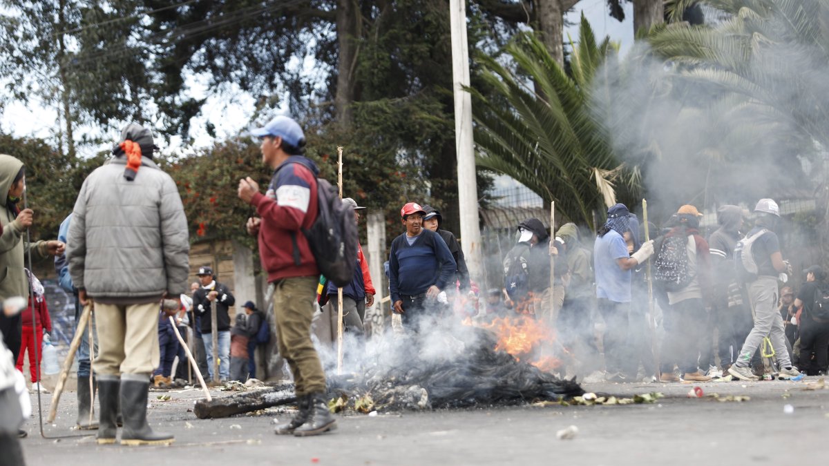Varios manifestante bloquearon una carretera en el marco del paro nacional.