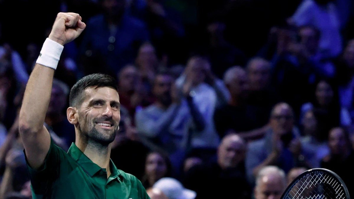 Novak Djokovic celebra tras vencer a Hanfmann (6-3 y 6-4) y pasar a la final.