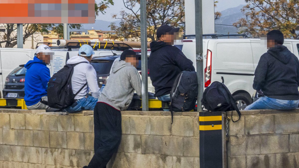 Inmigrantes sin papeles se reúnen cada mañana en la ciudad española de Palma (Islas Baleares, Mediterráneo) a la espera de un trabajo en condiciones precarias.