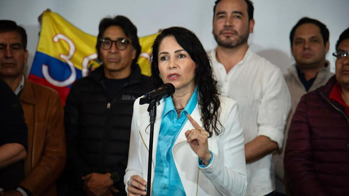 Luisa González, en la sede de la Revolución Ciudadana en Quito.