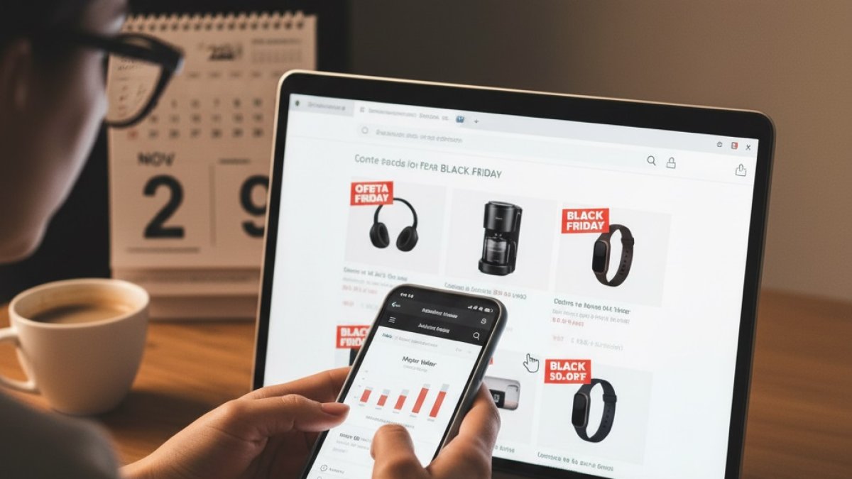 Las personas hacen compras en línea durante Black Friday y Cyber Monday; en lo últimos días de noviembre