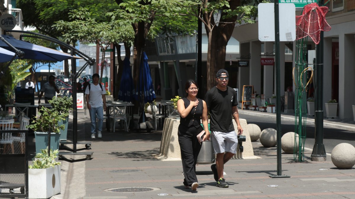 La concurrencia de visitantes es baja entre semana en los locales de la calle Panamá, en el centro de Guayaquil.