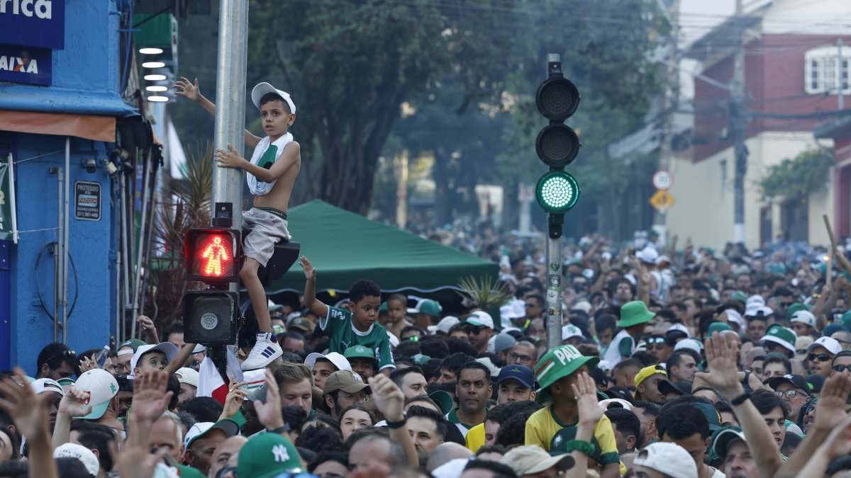 Seguidores de Palmeiras reunidos por la final de la Copa Libertadores el sábado 29 de noviembre.