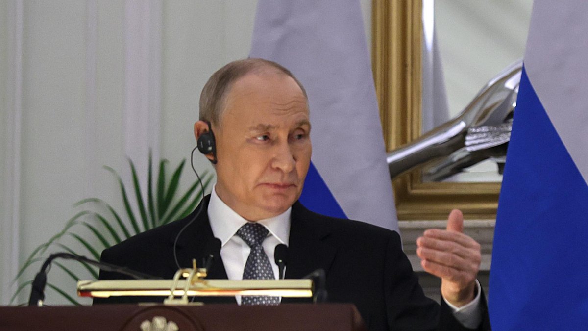 El presidente ruso, Vladimir Putin, habla en una declaración de prensa conjunta con el primer ministro indio,en Nueva Delhi, India, el 5 de diciembre de 2025.