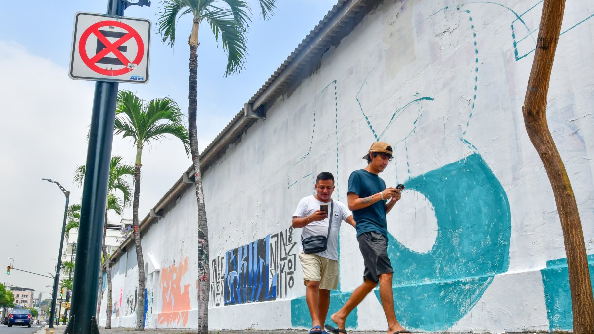 Artistas empezaron a repintar el muro de la calle Loja, entre avenida Malecón y Vicente Rocafuerte, donde se borraron grafitis que fueron hechos desde 2020.