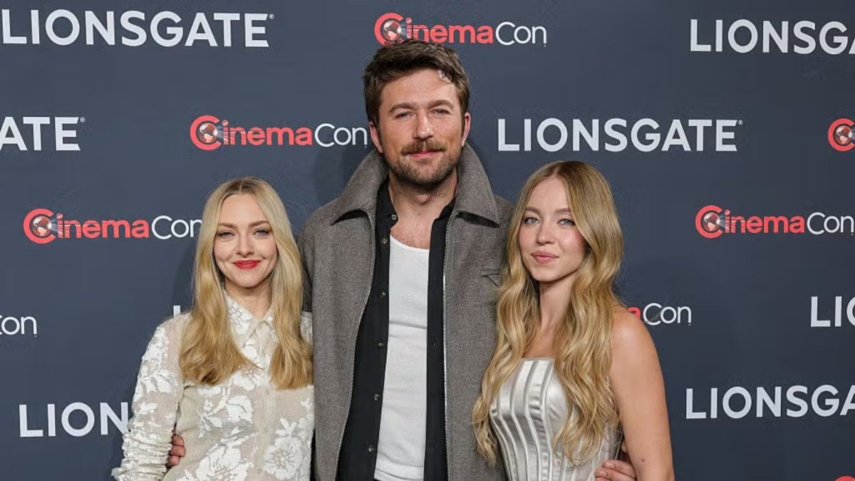 Amanda Seyfried. Brandon Sklenar y Sydney Sweeney.