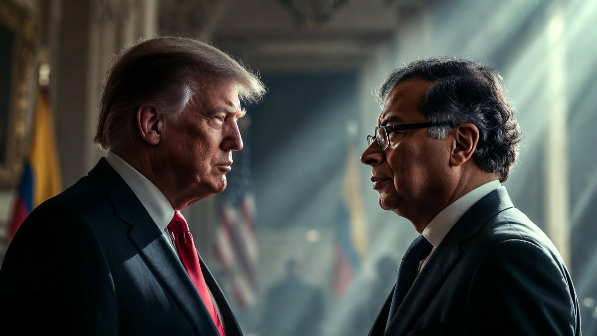 Ilustración hecha con IA: Trump y Petro no han tenido ningún tipo de reunión en los últimos dos años.