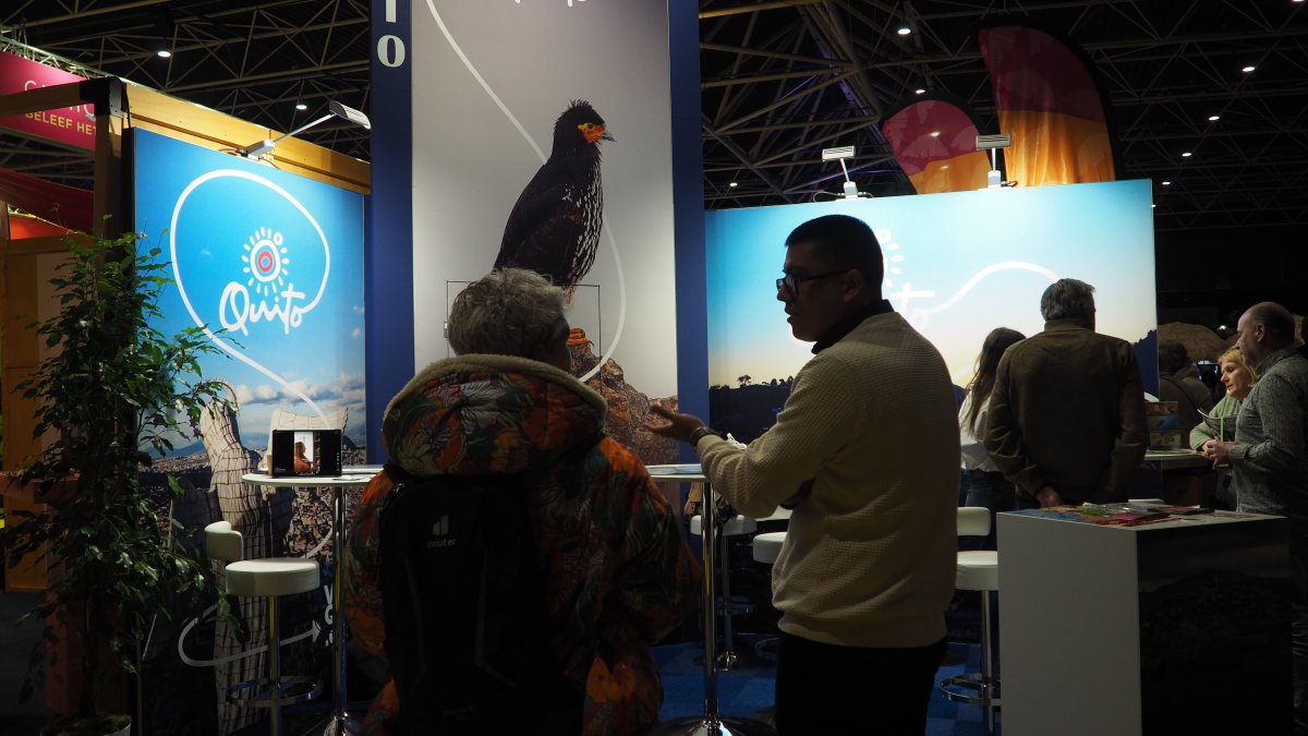 Imagen del stand de Quito Turismo en la Feria de Turismo de Utrecht /EFE. Paula Andres Richart.