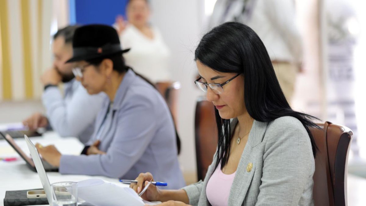 La ministra de Educación, Gilda Alcívar, durante la reunión del Gabinete Sectorial Social de 2026.