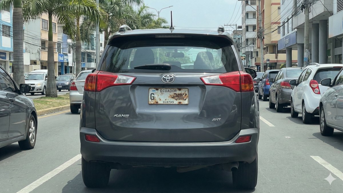 GENERADO POR IA. Algunos vehículos circulan con placas deterioradas por la ciudad.