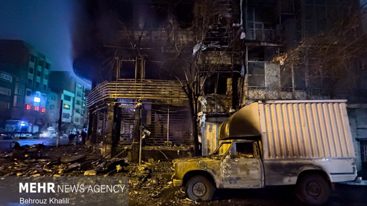 La imagen muestra los destrozos en un edificio de Teherán como consecuencia de las protestas contra el régimen.