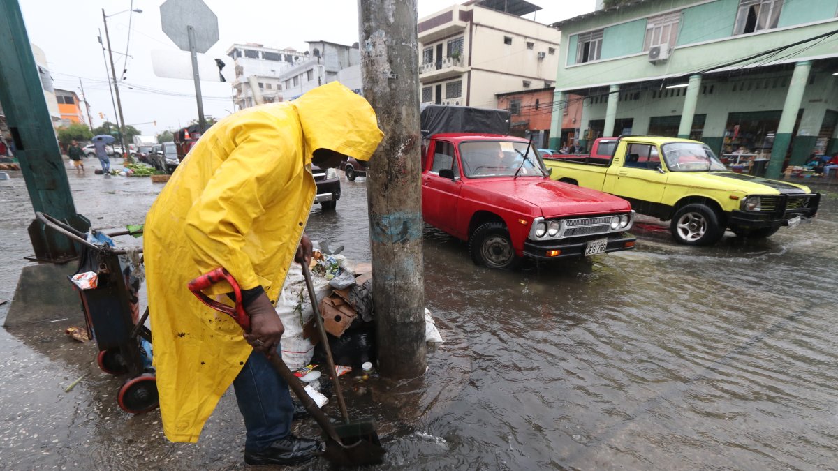 Guayaquil. Un problema que se repite en cada periodo de lluvias es la acumulación de desechos en sumideros.