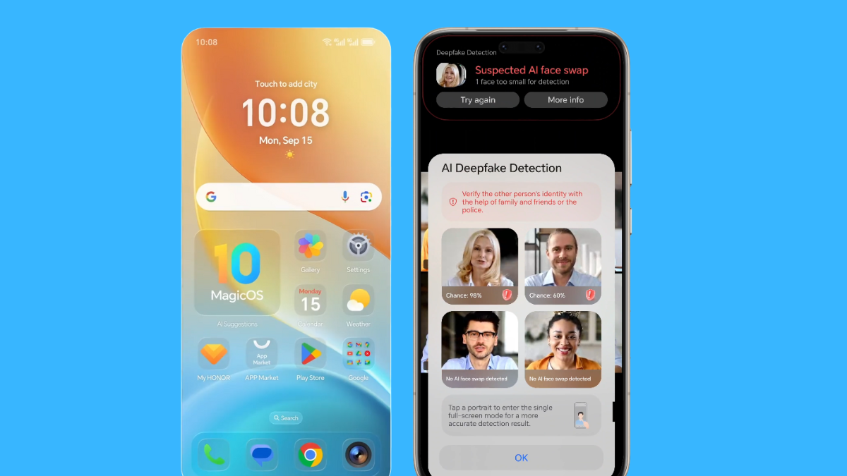 La nueva interfaz MagicOS 10 de Honor detecta deepfakes y clonación de voz de forma automática.