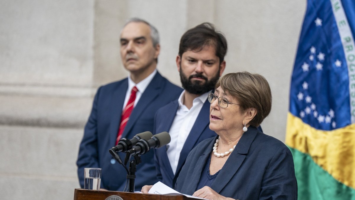 Michelle Bachelet durante su pronunciamiento tras ser nominada como candidata a secretaria general de las Naciones Unidas.