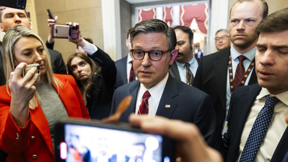 El presidente republicano de la Cámara de Representantes, Mike Johnson en el Capitolio de Estados Unidos en Washington, DC, EE.UU., el 3 de febrero de 2026.
