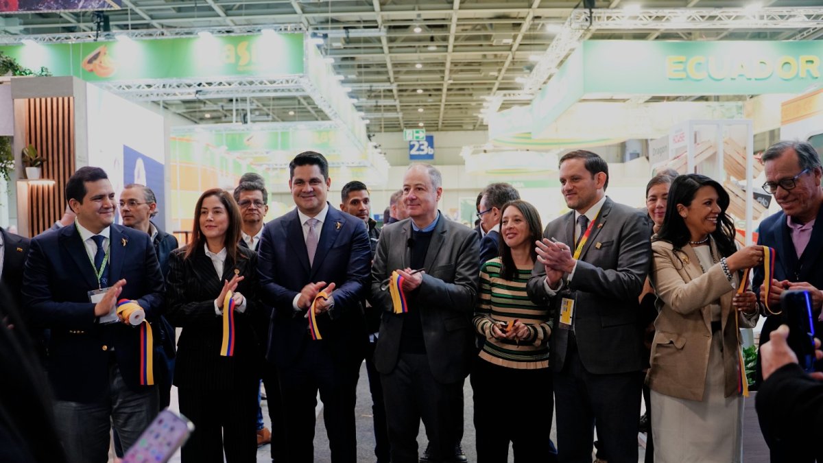 El pabellón del banano ecuatoriano en la feria internacional Fruit Logística Berlín 2026.