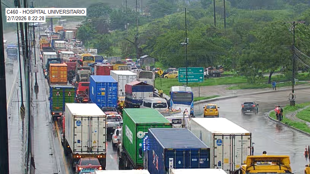 La fila de vehículos se extendía por varios kilómetros en la vía Perimetral, la mañana de este sábado 7 de febrero.