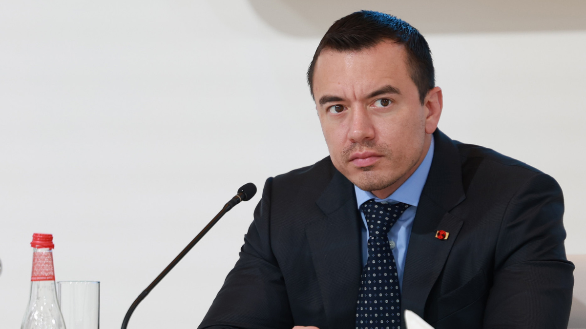 El presidente Daniel Noboa en un acto oficial previo, en el marco de su agenda institucional.