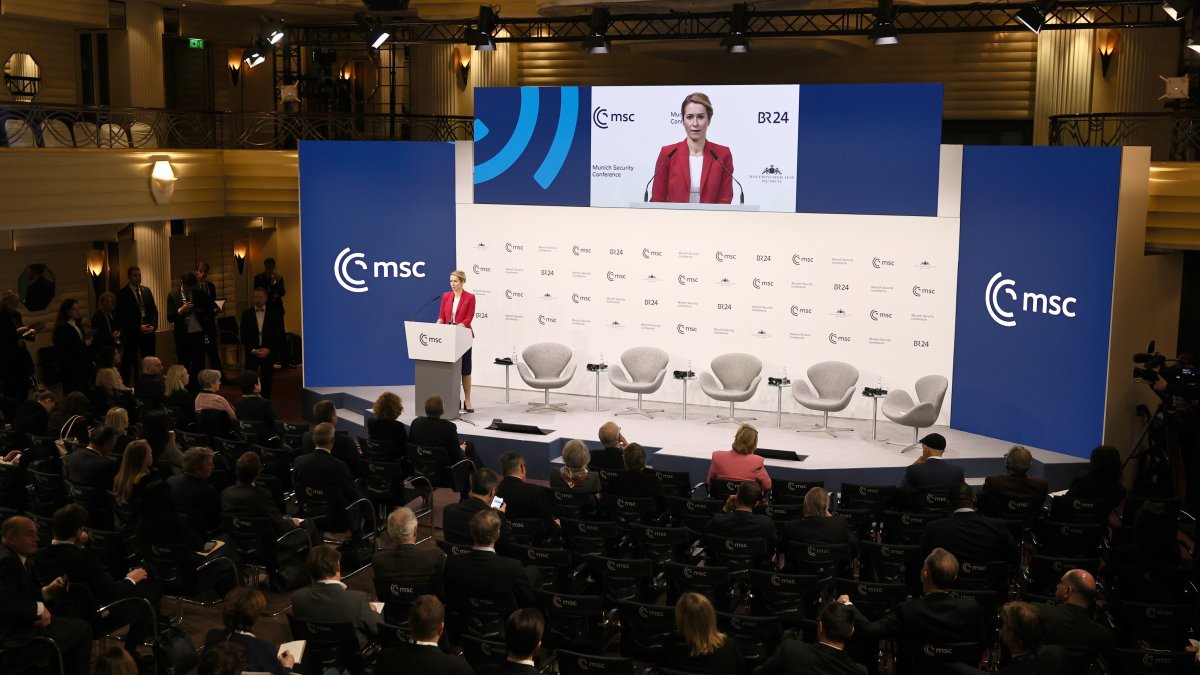 La Alta Representante Europea para Política Exterior y de Seguridad, Kaja Kallas, interviene durante la 62.ª Conferencia de Seguridad de Múnich.