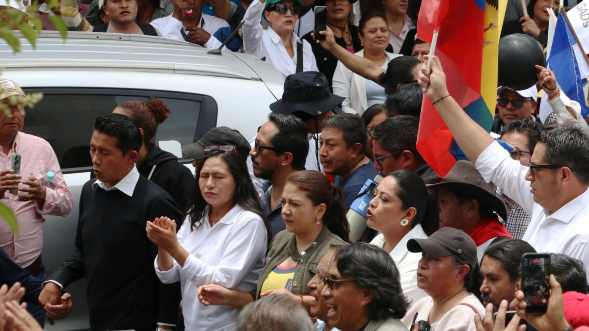 La prefecta de Pichincha, Paola Pabón, encabezo la marcha el pasado 3 de marzo de 2026.
