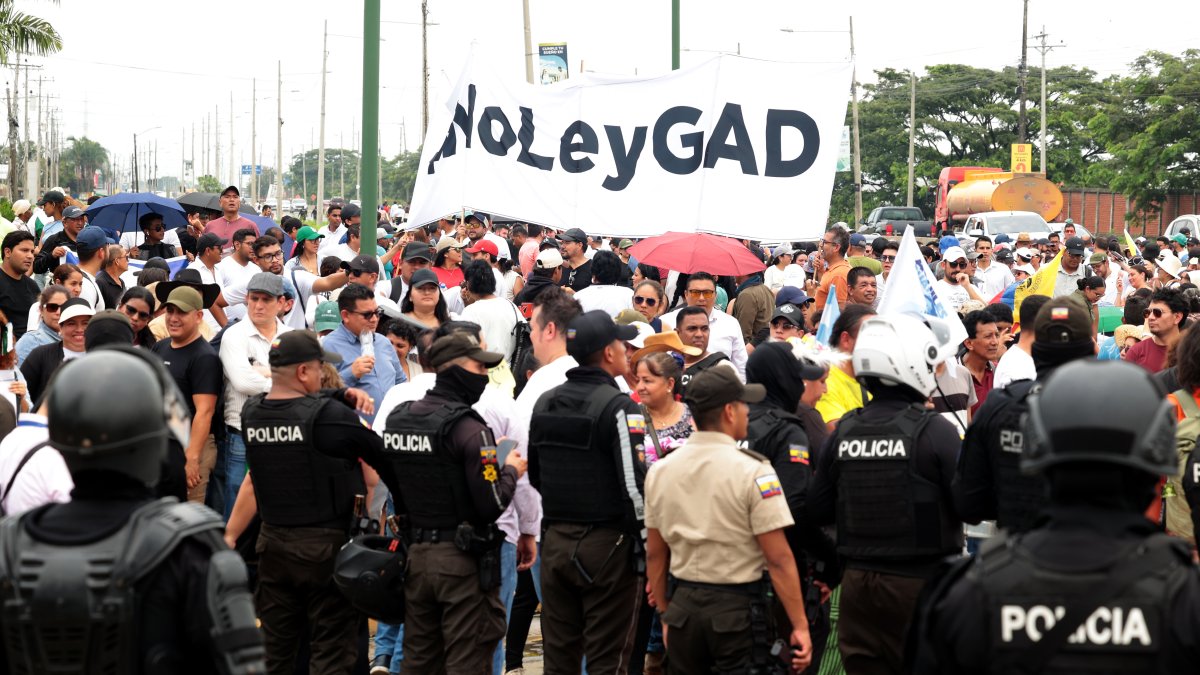 Durante la aprobación de la reforma al Cootad, grupos ciudadanos protestaron solicitando el archivo de la ley económico urgente.