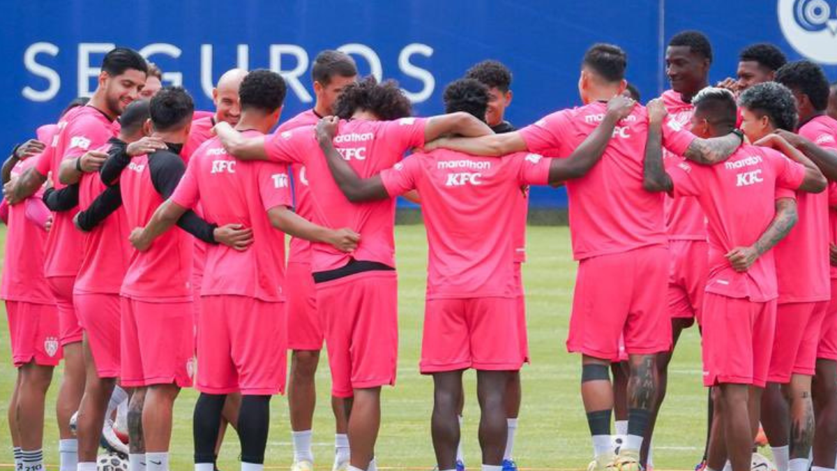 Jugadores de Independiente del Valle durante un entrenamiento.
