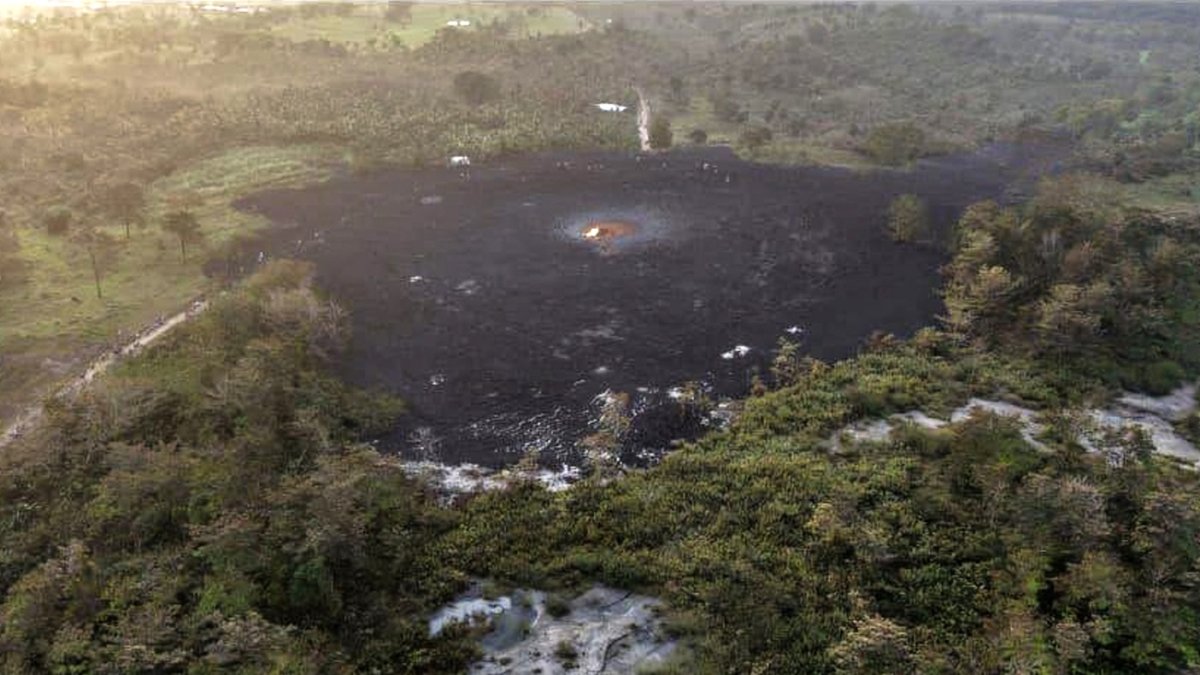 Área afectada por un volcán de lodo luego de una erupción en San Juan de Urabá, Colombia, el 26 de febrero de 2026.