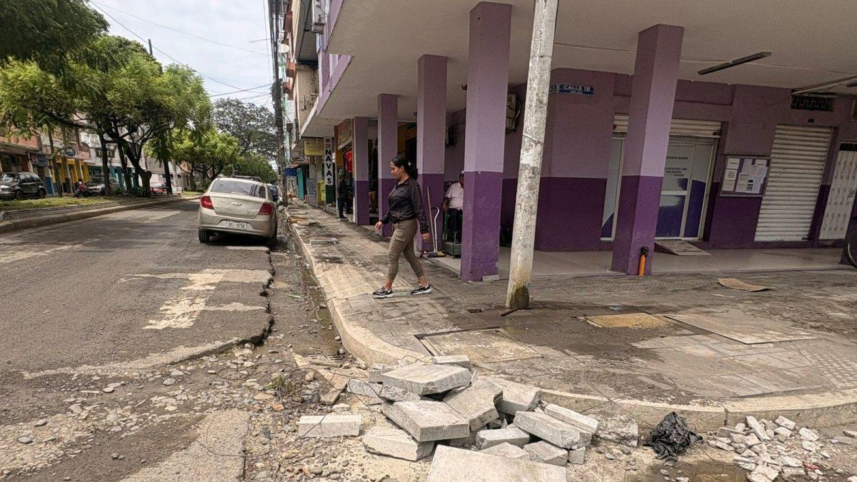 Así están los trabajos en la avenida General Barona, en Babahoyo.