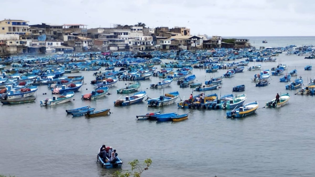 El puerto de Santa Rosa, parroquia de Salinas, registra una importante actividad pesquera.