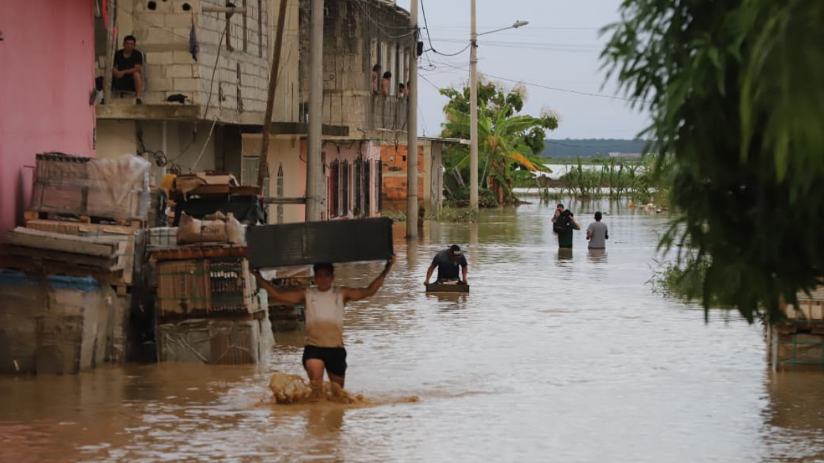 Inundaciones en Balao tras fuerte temporal invernal.