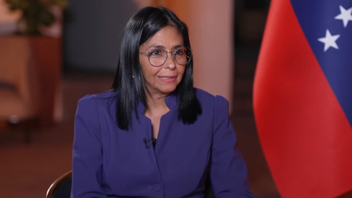 Captura de video cedida por NBC News muestra a la presidenta encargada de Venezuela, Delcy Rodríguez, durante un acto en Caracas.