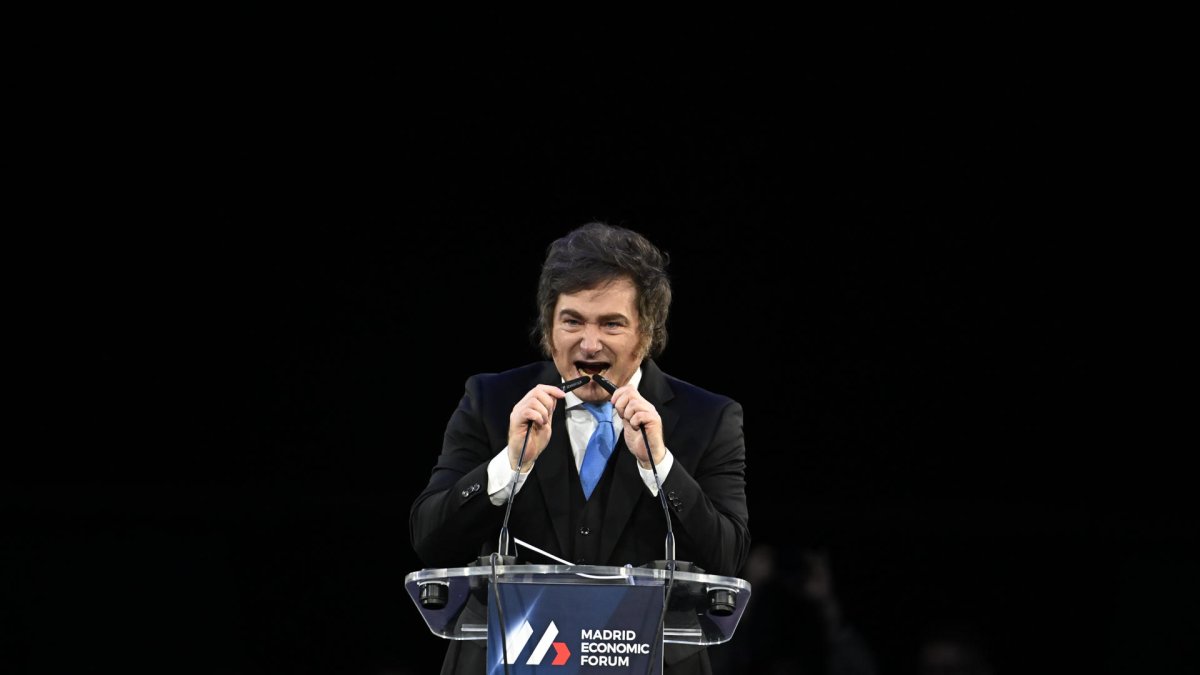 El presidente argentino, Javier Milei, participa en el Madrid Economic Forum en Madrid.