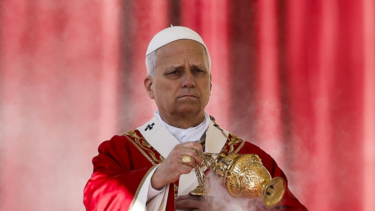 El Papa León XIV celebra la Santa Misa del Domingo de Ramos en la Plaza de San Pedro.