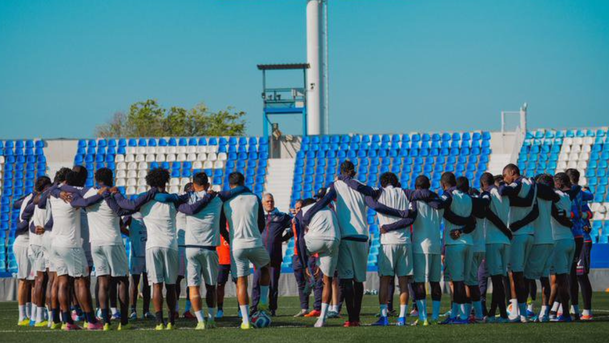 Los jugadores de la Selección de Ecuador previo al entrenamiento.