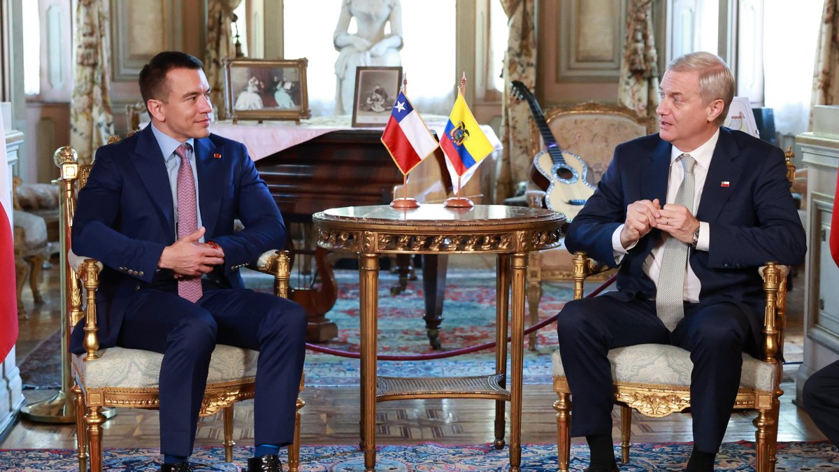 El presidente Daniel Noboa y su homólogo electo en Chile, José Antonio Kast, en una reunión este 10 de marzo de 2026.