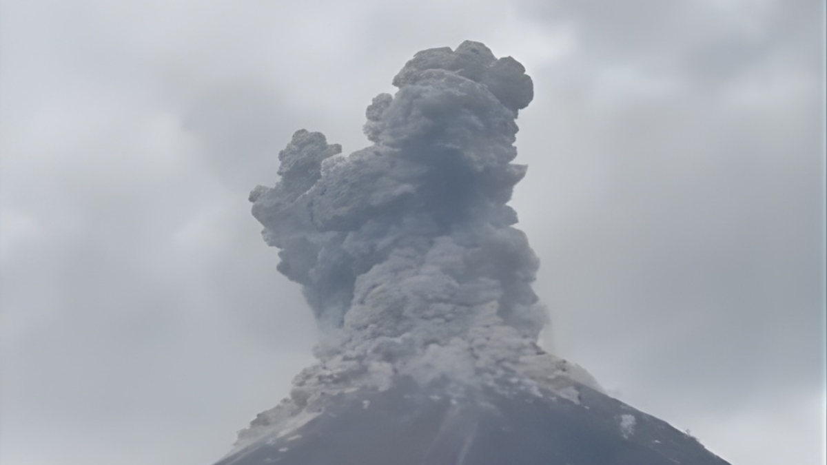 Columna de gases y cenizas tiene dirección al oeste.