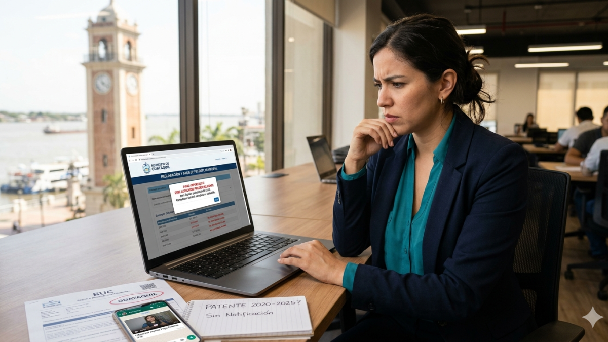 Contribuyente realiza trámites en línea para la declaración y pago de la patente municipal en Guayaquil.