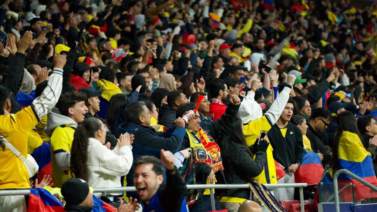 Hinchas Ecuador alientan a su selección.