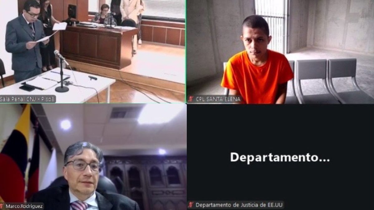 Darío Peñafiel, alias 'Topo', asistió a la audiencia de extradición a Estados Unidos, desde la cárcel del Encuentro.
