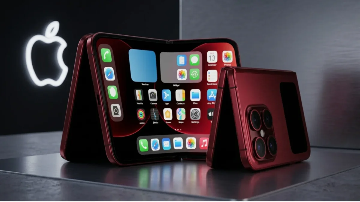 Concepto del iPhone Fold, generado por IA.