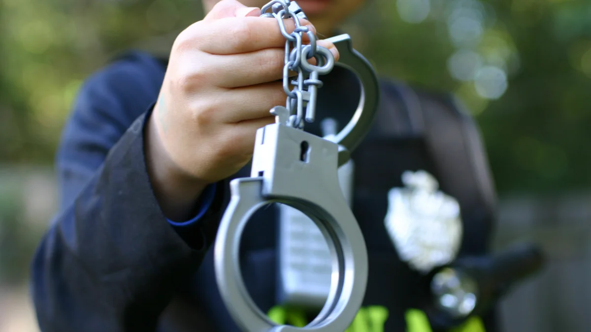 Referencial. Agentes de la Policía Nacional exhiben las esposas utilizadas durante la detención del sospechoso.