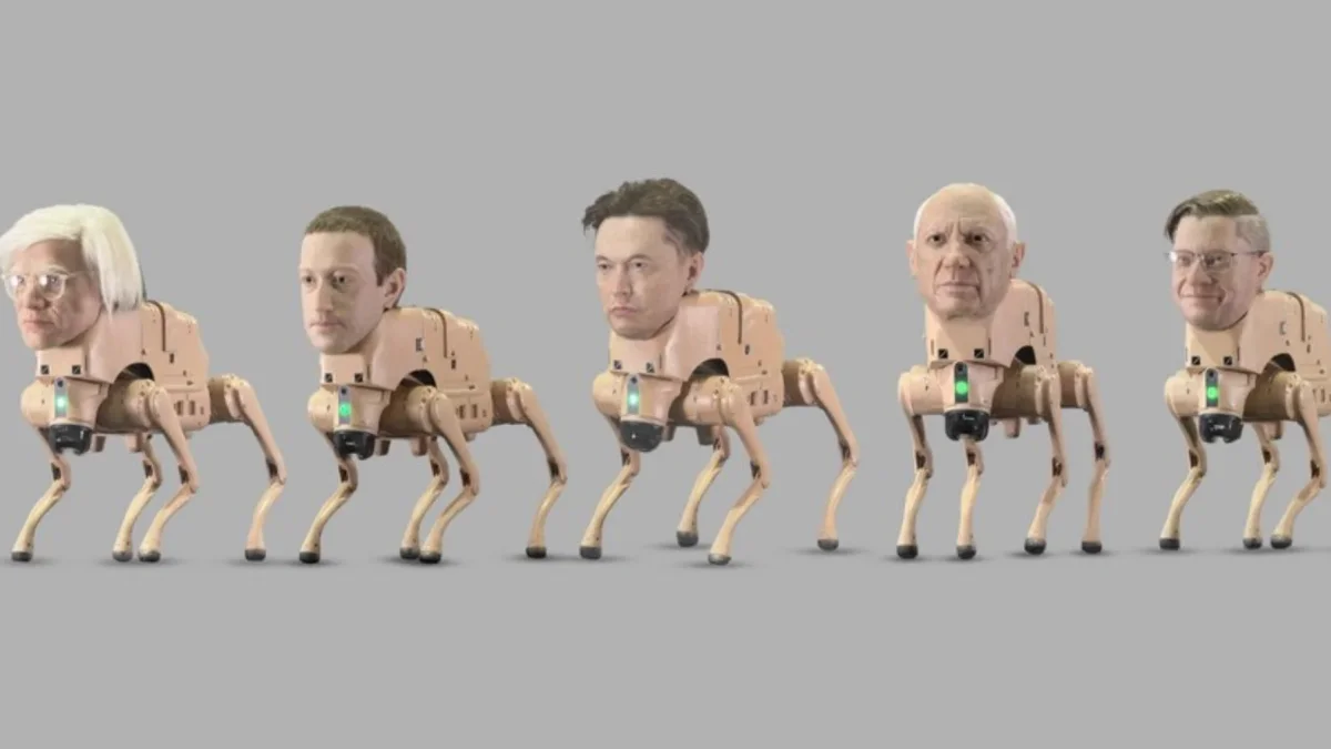 Regular Animals: perros robot con rostros de celebridades irrumpen en las calles